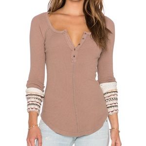 Free People Crochet Cuff Thermal Top, size Small